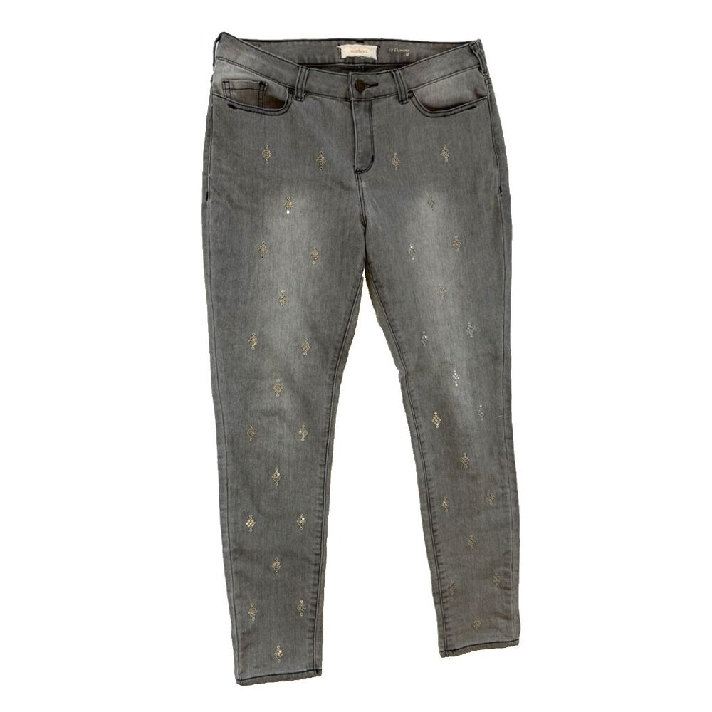 Sundance Women Size 30 Primrose Gray Sequin Denim Skinny Party Jeans Mid Rise